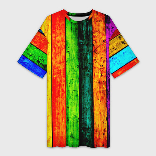 Женская длинная футболка Цветной забор / 3D-принт – фото 1