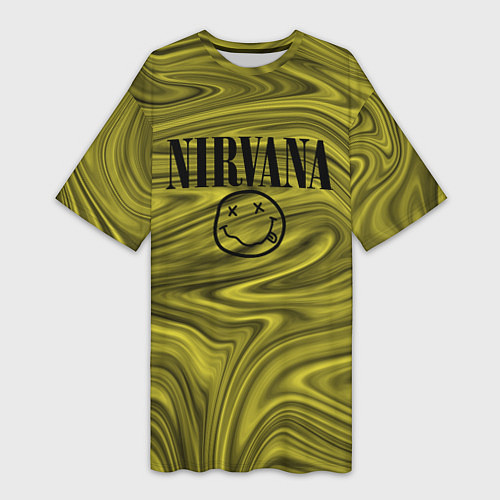 Женская длинная футболка Nirvana лого абстракция / 3D-принт – фото 1