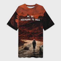 Женская длинная футболка AC DC Highway to hell