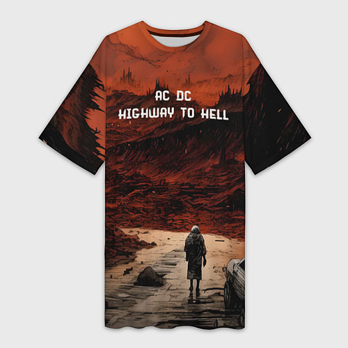 Женская длинная футболка AC DC Highway to hell / 3D-принт – фото 1