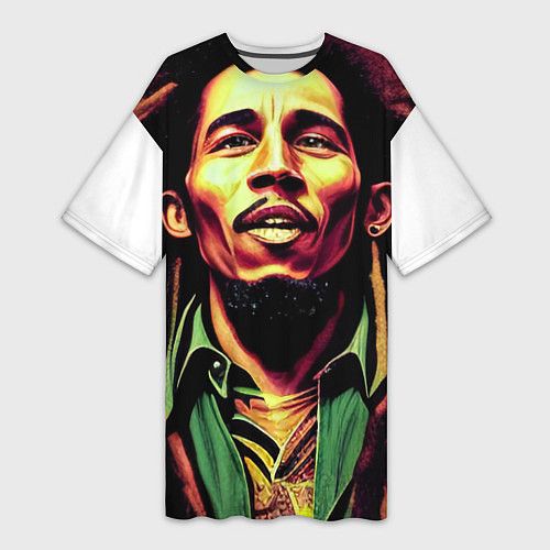 Женская длинная футболка Digital Art Bob Marley in the field / 3D-принт – фото 1