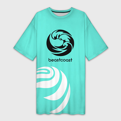 Женская длинная футболка Форма Beastcoast mint / 3D-принт – фото 1