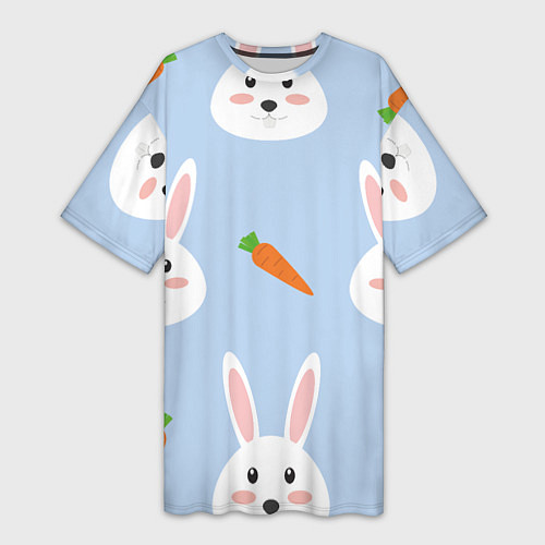 Женская длинная футболка Зайчики и морковки / 3D-принт – фото 1