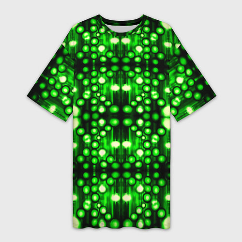 Женская длинная футболка Ярко-зелёный точечный узор / 3D-принт – фото 1