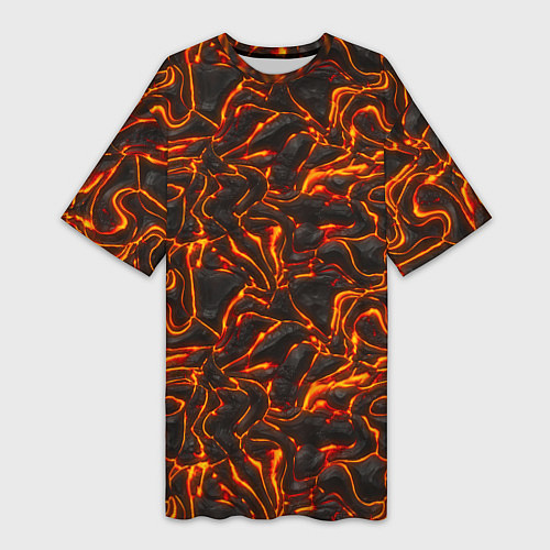 Женская длинная футболка Огненная лава / 3D-принт – фото 1