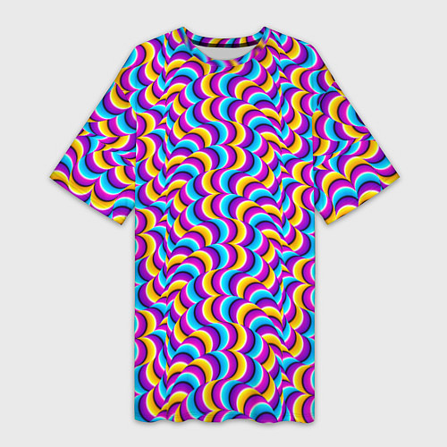 Женская длинная футболка Красочный фон с ползучими змеями / 3D-принт – фото 1