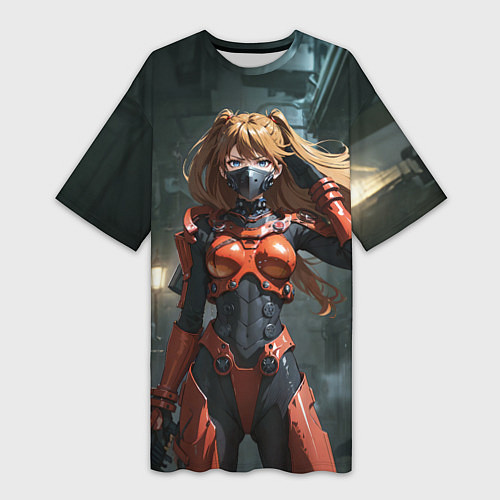 Женская длинная футболка Аска Ленгли / 3D-принт – фото 1