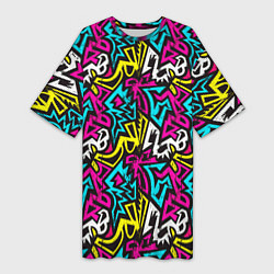 Женская длинная футболка Цветные зигзаги Colored zigzags