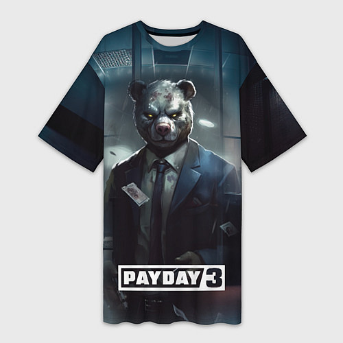 Женская длинная футболка Payday 3 bear / 3D-принт – фото 1