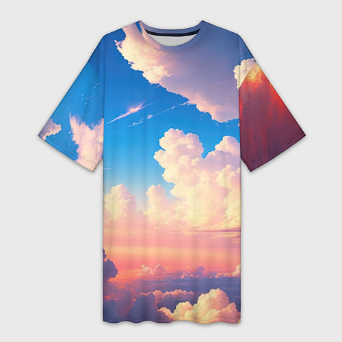 Женская длинная футболка Небо и облака / 3D-принт – фото 1