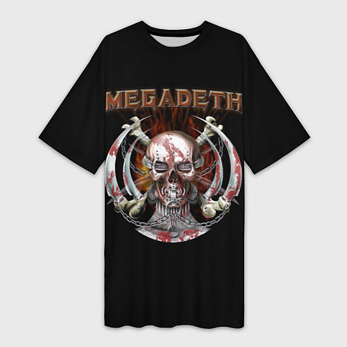 Женская длинная футболка Megadeth - боевой череп / 3D-принт – фото 1