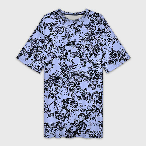 Женская длинная футболка Цветочный принт сиреневый / 3D-принт – фото 1