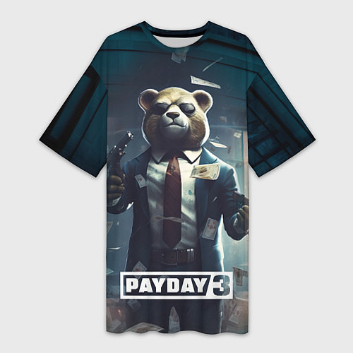 Женская длинная футболка Payday 3 bear / 3D-принт – фото 1