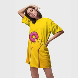 Футболка женская длинная Гомер и пончик, цвет: 3D-принт — фото 2