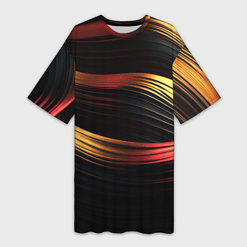 Женская длинная футболка Золотистые линии абстракт / 3D-принт – фото 1