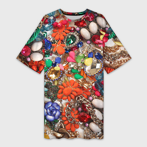 Женская длинная футболка Камни и драгоценности / 3D-принт – фото 1