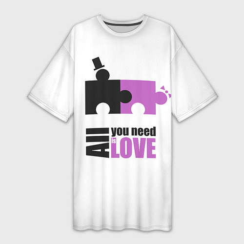 Женская длинная футболка Пазлы любви / 3D-принт – фото 1