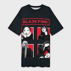 Женская длинная футболка Blackpink retro girls