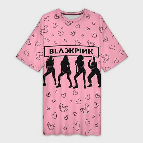 Женская длинная футболка Blackpink силуэт / 3D-принт – фото 1