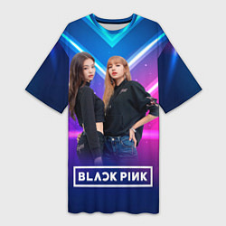 Женская длинная футболка Blackpink neon