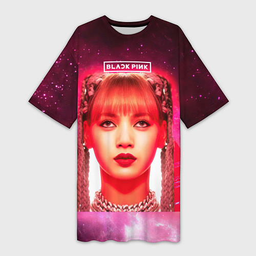 Женская длинная футболка Lisa Blackpink space / 3D-принт – фото 1