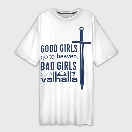 Женская длинная футболка Плохие девочки попадают в Вальхаллу / 3D-принт – фото 1