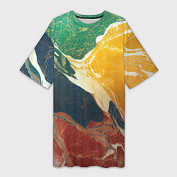 Женская длинная футболка Мраморная радуга