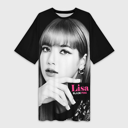 Женская длинная футболка Blackpink Lisa Business card / 3D-принт – фото 1