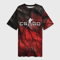 Женская длинная футболка CS GO dark red texture