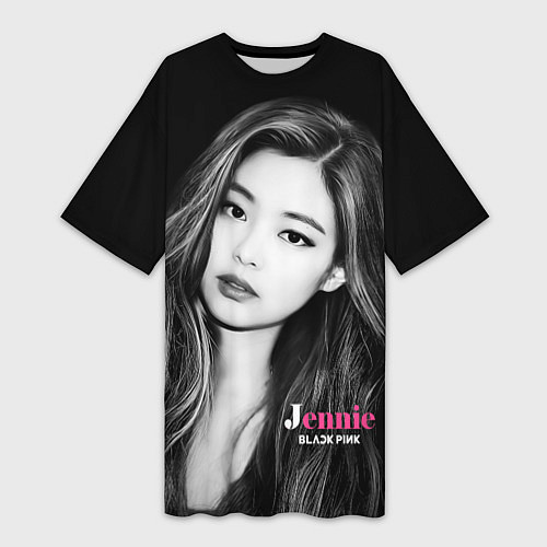 Женская длинная футболка Jennie Kim Blackpink / 3D-принт – фото 1