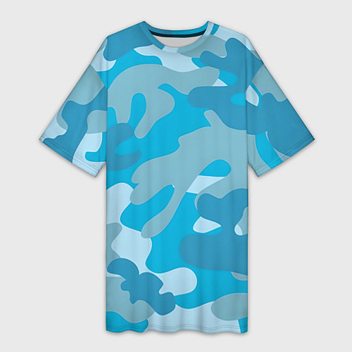Женская длинная футболка Камуфляж военный синий / 3D-принт – фото 1