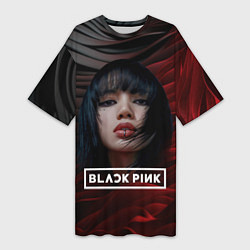 Футболка женская длинная Blackpink red and black, цвет: 3D-принт