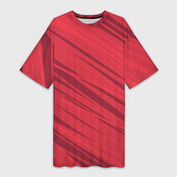 Женская длинная футболка Диагональные полосы красный