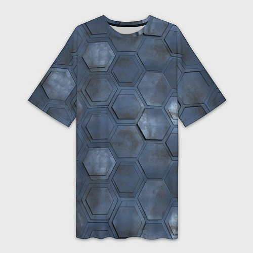 Женская длинная футболка Металлические плиты / 3D-принт – фото 1
