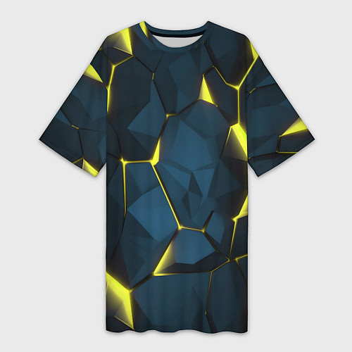 Женская длинная футболка Желтые неоновые плиты / 3D-принт – фото 1