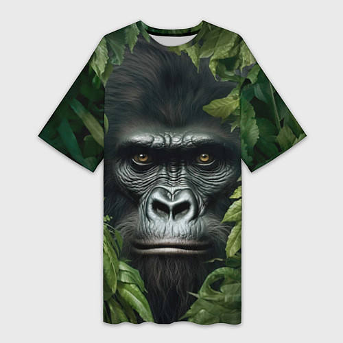 Женская длинная футболка Горилла в джунгях / 3D-принт – фото 1