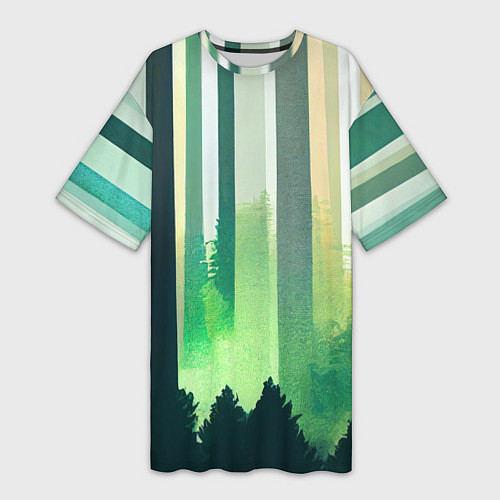 Женская длинная футболка Прохладный лес / 3D-принт – фото 1