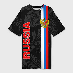 Женская длинная футболка Russia black style