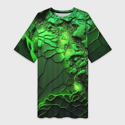Футболка женская длинная Объемная зеленая текстура, цвет: 3D-принт