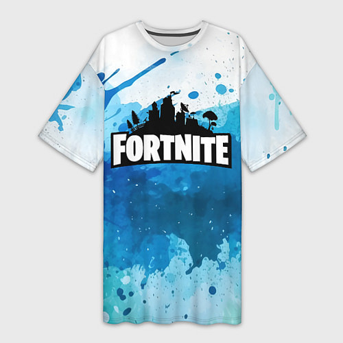 Женская длинная футболка Fortnite Logo Paint / 3D-принт – фото 1