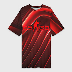 Женская длинная футболка CS GO red abstract