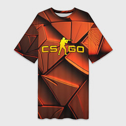 Женская длинная футболка CSGO orange logo