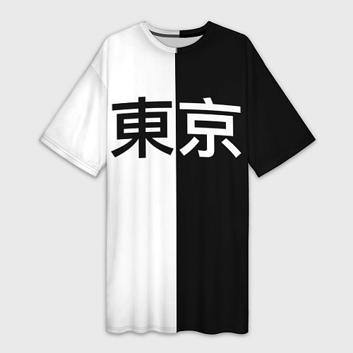 Женская длинная футболка Tokyo - Иероглифы / 3D-принт – фото 1