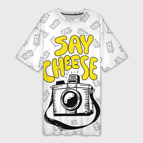 Женская длинная футболка Say cheese / 3D-принт – фото 1