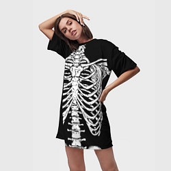 Футболка женская длинная Skeleton ribs, цвет: 3D-принт — фото 2