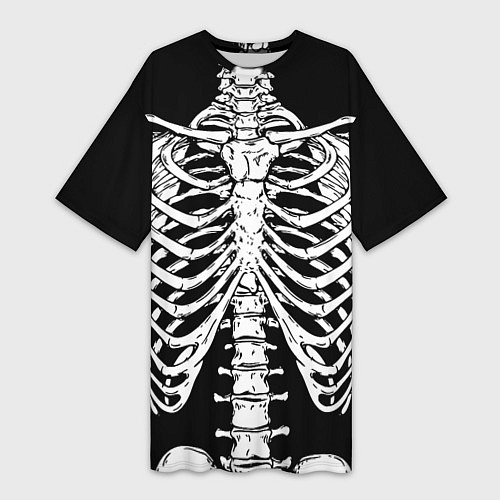 Женская длинная футболка Skeleton ribs / 3D-принт – фото 1