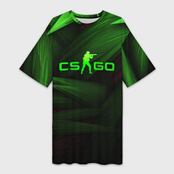 Женская длинная футболка CS GO green logo