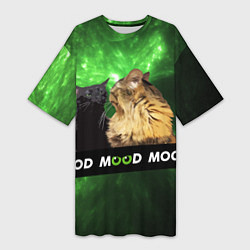 Женская длинная футболка Mood - коты из ТикТок
