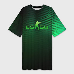 Женская длинная футболка CSGO green logo