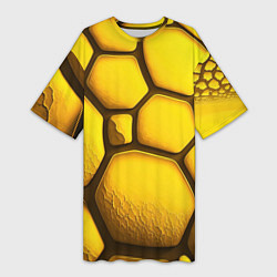 Футболка женская длинная Желтые объемные плиты, цвет: 3D-принт